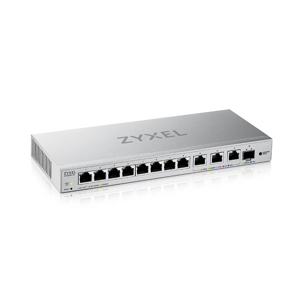 ZYXEL Switch 11x1000Mbps (3x10G) + 1xGigabit SFP+, Fémházas Webmenedzselhető, XGS1250-12-ZZ0102F