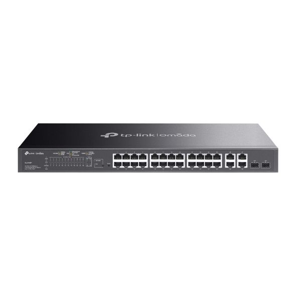 TP-LINK Switch 24x100Mbps (24xPOE) + 4x1000Mbps + 2xGigabit SFP, Menedzselhető, SL2428P