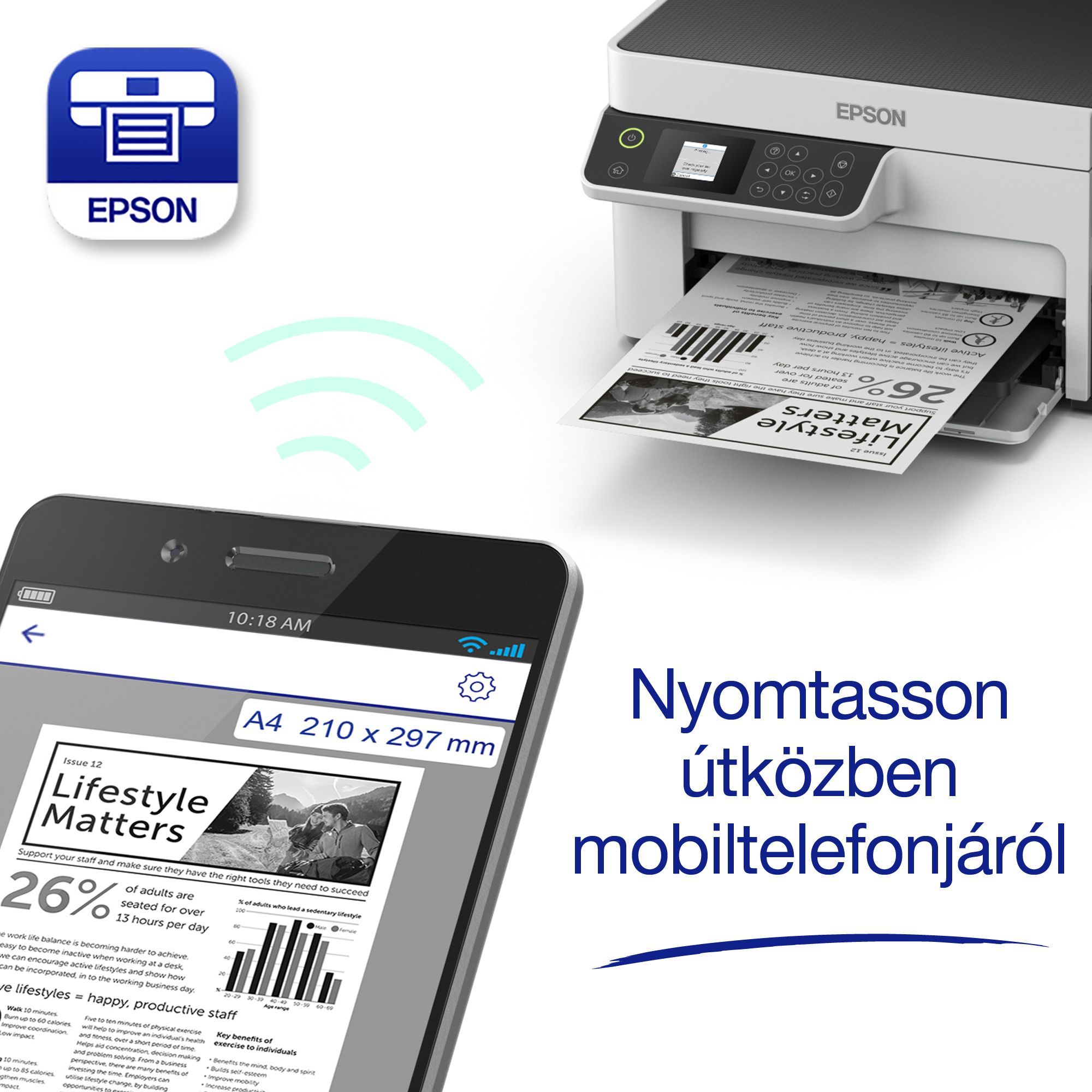 EPSON Tintasugaras nyomtató - EcoTank M2120 (A4, MFP, 1440x720 DPI, 32 lap/perc, USB/WiFi)
