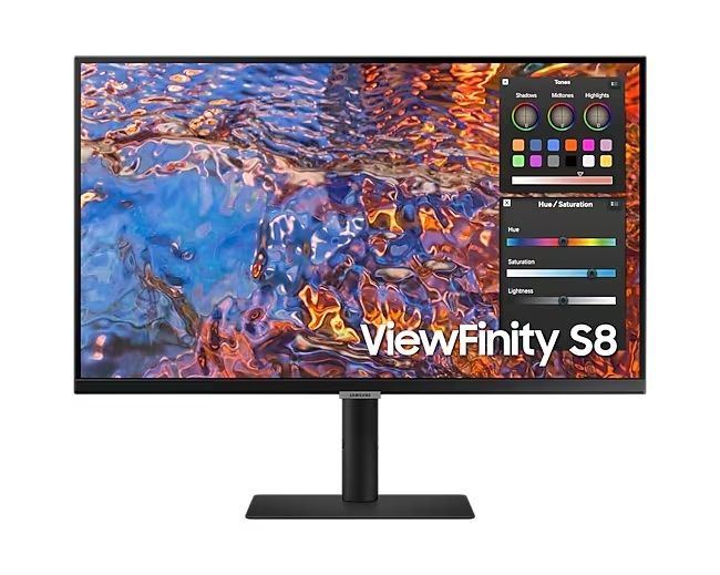 SAMSUNG IPS monitor 27" S8, 3840x2160, 16:9, 350cd/m2, 5ms, HDMI/DisplayPort/3xUSB/USB-C/LAN, Pivot