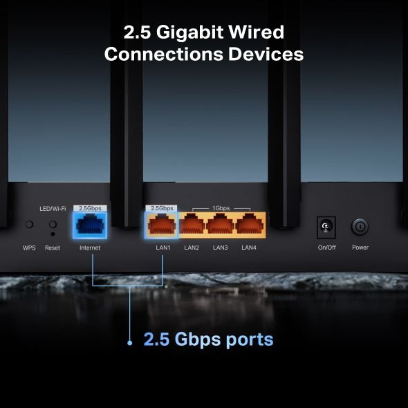 TP-LINK Wireless Router Dual Band BE6500 1xWAN(2.5Gbps) + 1xLAN(2.5Gbps) + 3xLAN(1Gbps) + 1xUSB 3.0, Archer BE400