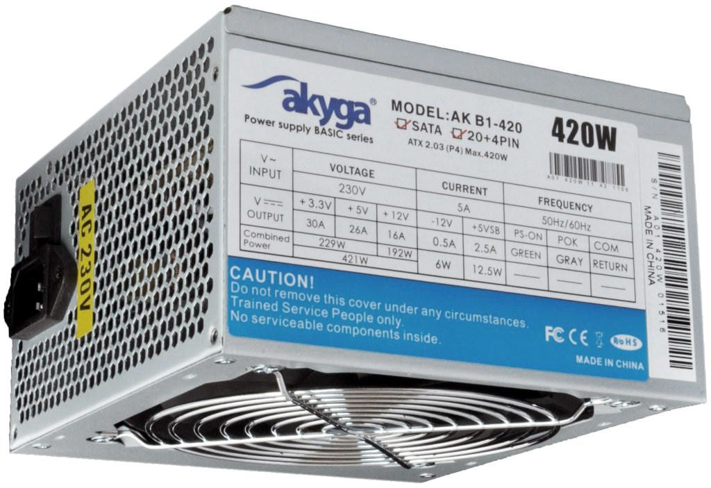 AKYGA Tápegység 420W, 12cm, 20+4
